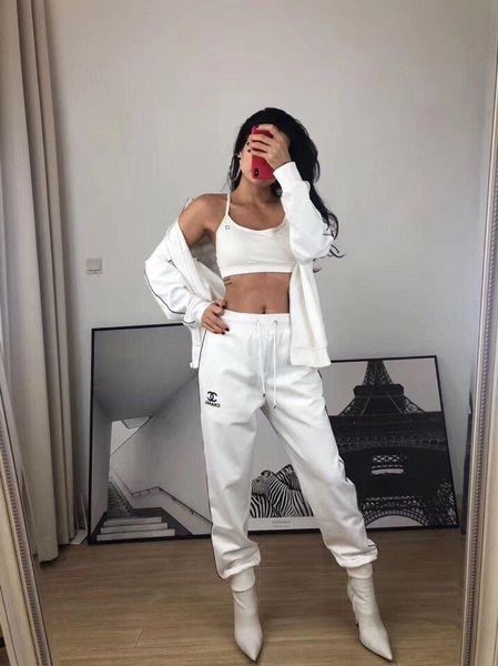 

fashion new ladies pants sets spring casual + trousers 2pcs 2020 clothing *89*27, White