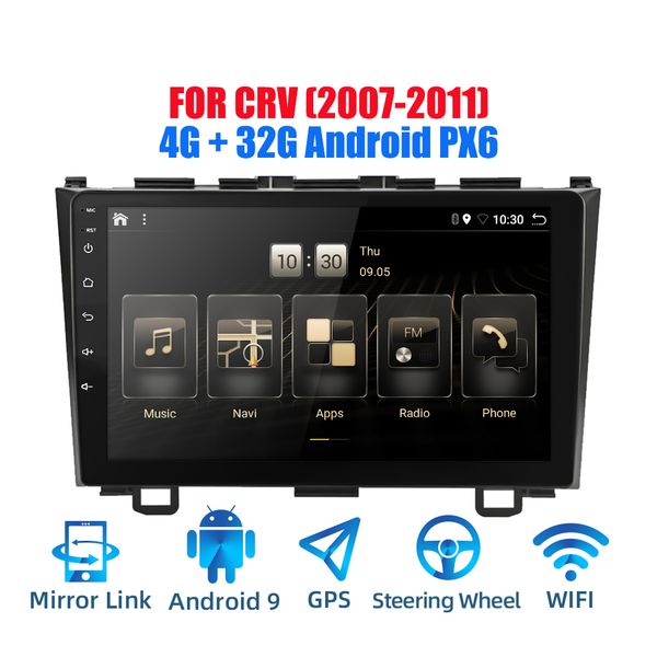 

2din android 9.0 ouad core px6 car radio stereo for crv 2006-2011 gps navi audio video player wifi bt hdmi dab