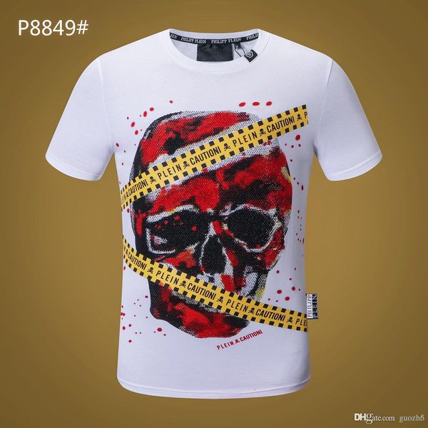 

18ss лето мужчины футболка 3d с принтом черепа tide бренда мужские дизайнерские рубашки хлопок рубашка поло рубашки хип-хоп роскошные с коро, White;black