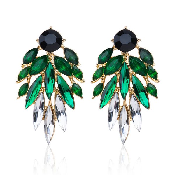 

shuangr brand crystal earrings gold color pink green black dangles earrings women blue cz zircon brincos boucle d'oreille, Silver