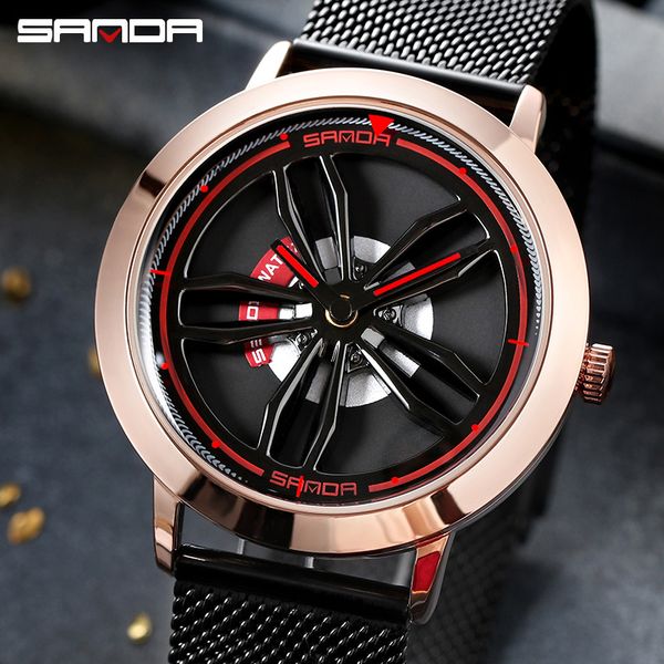 

men watch creative rotate watches quartz clock fashion steel belts watch sports wristwatch relogio masculino gift, Slivery;brown