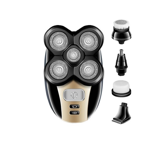 

kemei multifunction 5 in 1 electric shaver 5 blade heads razor nose ear hair beard trimmer washable bald cutting machine for men