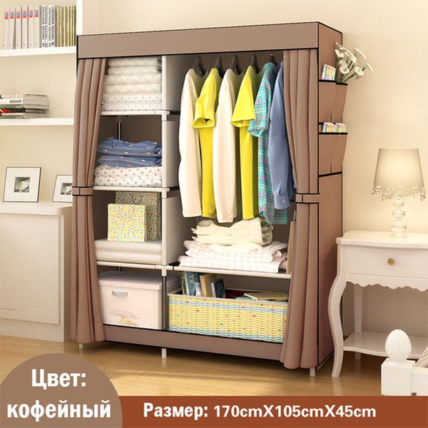 

simple modern wardrobe dust-proof fabric convenient cloth wardrobe assembled steel reinforced steel rack storage cabinet