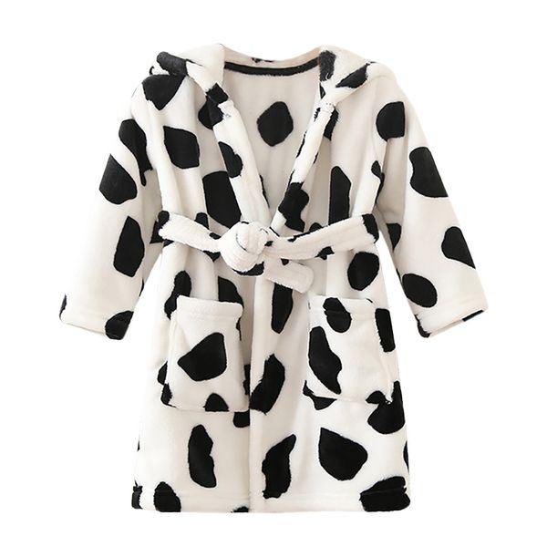 

toddler baby boys girls leopard print thick bathrobe warm flannel cotton soft light bathrobe comfortable night-robe pajamas 2019, Blue;gray