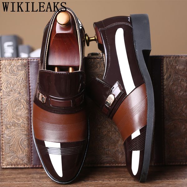 

suit shoes men italian loafer formal leather shoes for men coiffeur office elegant sepatu slip on pria buty meskie, Black