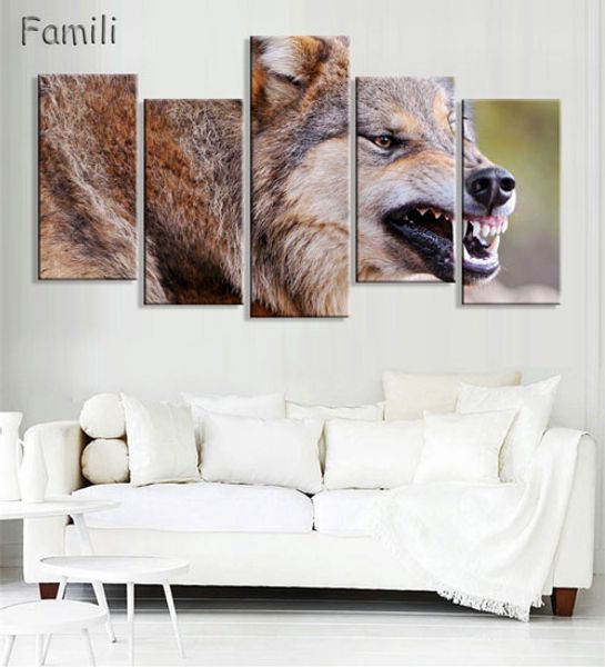 

2019 5 панель hd печатных животных волков живопись печать холст home decor настенные панно для гостиной холст искусства без рамы