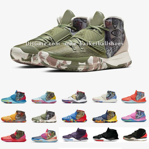 

kyrie 6 vi pre-heat basketbal shoes irving 6s women kids boys girls children training shoes 11 city cities with original box size us4-12 b7, Black