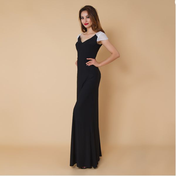 

ankle-lengtha-line evening dress chiffon tulle lace long prom party dresses floor length evening gown formal dress women robe de soiree 2019, Black;red