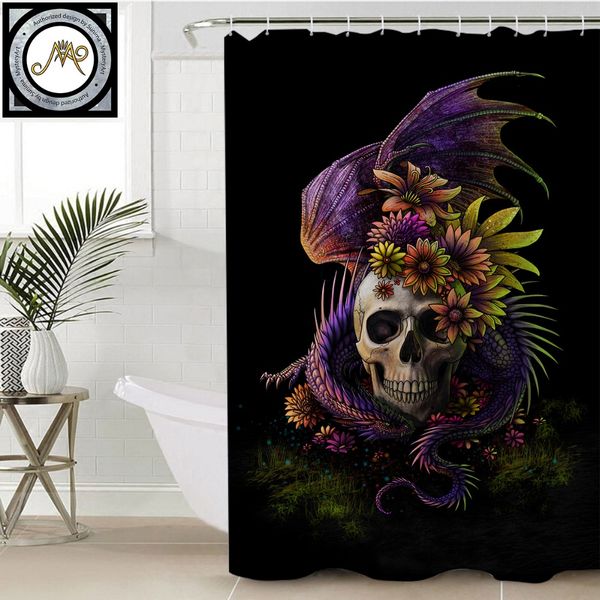 

flowery skull by sunimaart shower curtain gothic 3d waterproof dangerous monster bath curtain with hooks for bathroom 180x180cm