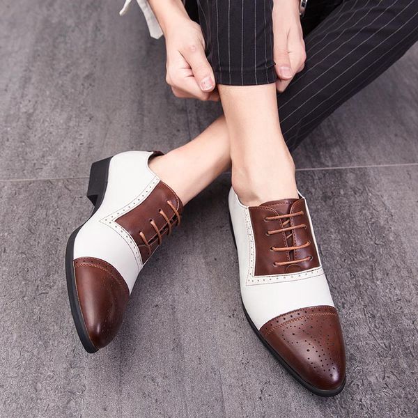 

2019 new big size 38-48 oxfords leather men shoes fashion casual slip on formal business wedding dress shoes drop shipping, Black