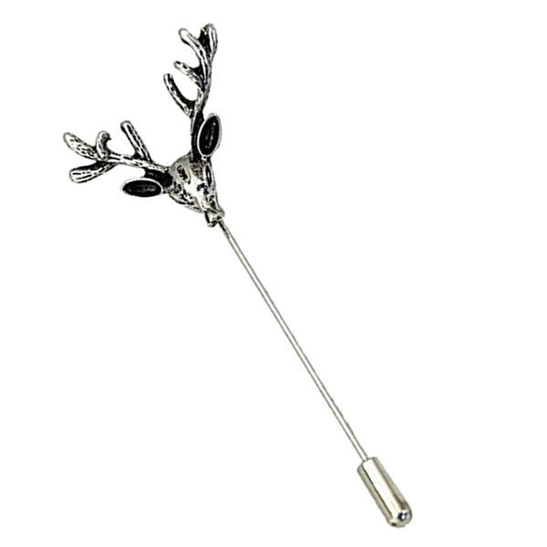 

mens deer head shape stag lapel stick pin tie hat scarf brooch wedding party, Gray