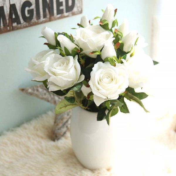 

1 pcs bouquet silk flower european artificial flowers p pgraphy props fake leaf wedding home party decoration da