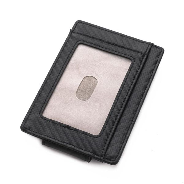 

business antimagnetic carbon fiber id holder package leather document set credit multi-functional cards wallet #445, Red;black