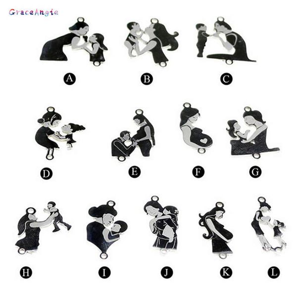 

5pcs creative stainless steel bracelet pendant baby mom jewelry making charms bracelet making findings mother's day diy gifts, Bronze;silver