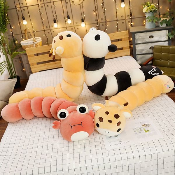 

new funny cat long pillow super soft caterpillar panda crab fawn plush toy doll pregnant woman sleep pillows creative gift