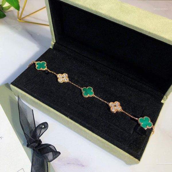 

bracelet clover bracelet jewelry five flowers 925 sterling silver women wedding jewelry1, Golden;silver