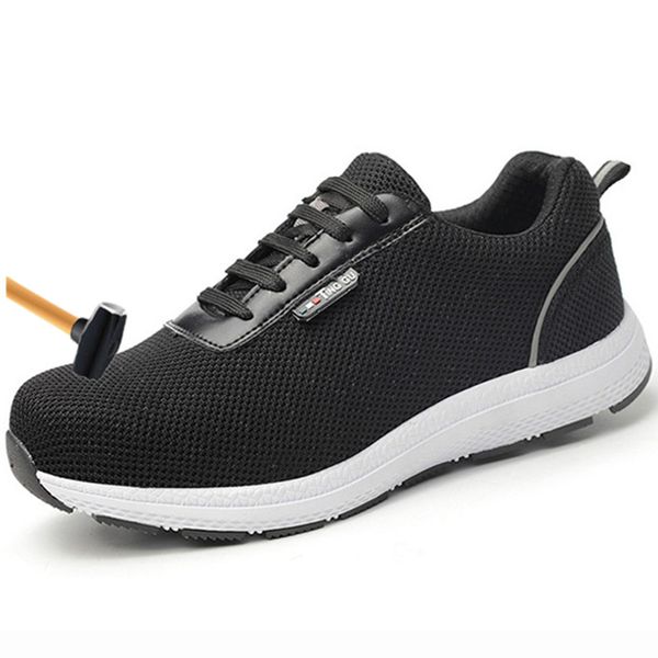 

fashion work safety boot men shoes lightweight breathable men's steel toe shoes male work boots anti-smashing casual sneaker, Black