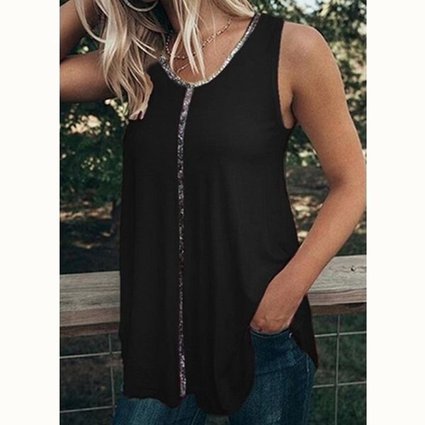 

summer plus size casual solid color women's vest sleeveless fashion wild ladies vest shirts, White