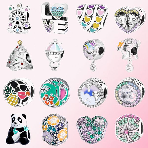 

pandora 2019 100% 925 sterling silver classic color christmas charm bead bracelet diy accessories beads wholesale