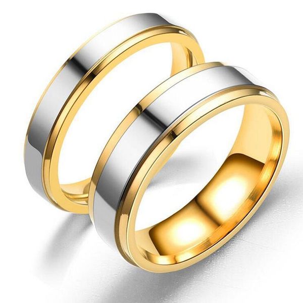 

4/6mm stainless steel rings for men women wedding band two tones gold silver engagement sizes 5-13