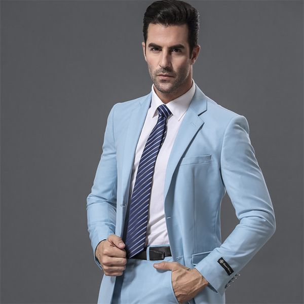 

wedding suits wool bleed groom tuxedo light blue 2020 custom made suit, White;black