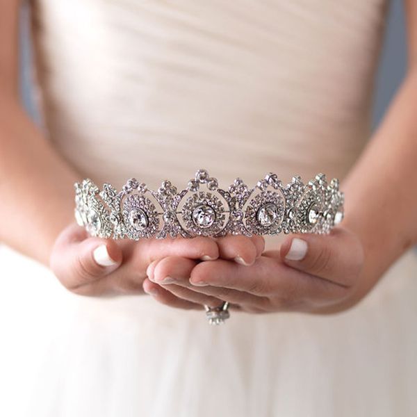 

new western style bridal crown headband gorgeous crystal bride headpiece hair accessories wedding tiaras hair jewelry party gift, Slivery;golden
