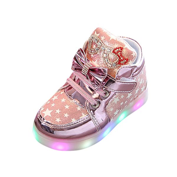 

child luminous sneakers 2019 new brand footwear kids led flashing boot for baby girls casual shoes with light zapatos #yl, Black