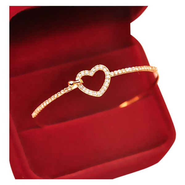

rhinestone gold fashion style bracelet love heart bracelet cuff jewelry, Black