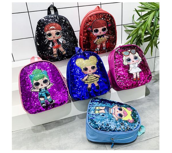 

2019 new children's backpack cartoon unicorn sequins teenagers anime kids student school bag travel bling rucksack bags for kid and adu