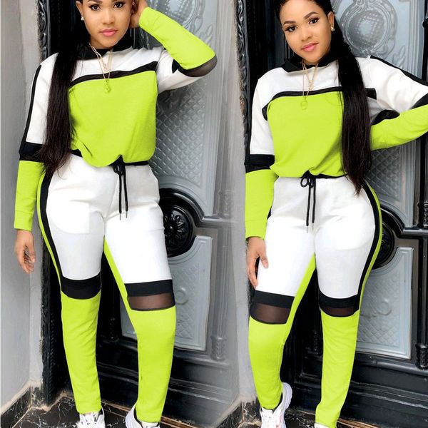 

высокое качество 2pcs женщины спортивной дамы спортивный костюм толстовки с капюшоном толстовка высокой талией брюки 2pcs / комплекты спорти