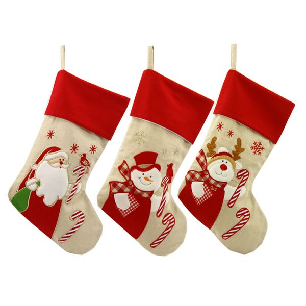 

new 3pcs/set christmas stocking santa claus snowman reindeer gift ornament socks christmas decoration sale