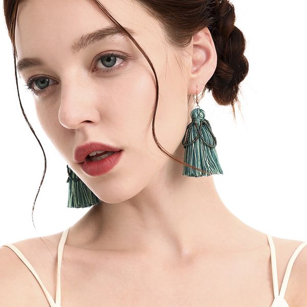 

new bohemia fashion jewelry women's beads tassels dangle earrings hand-made earrings s694, Silver