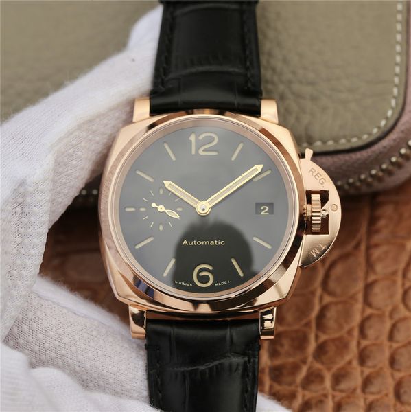 

vs 908 orologio di lusso 38mm red gold case super luminous leather watch strap movement watches designer watches waterproof, Slivery;brown