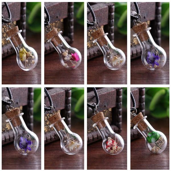 

forest daisy sky star dry flower glass cover pendant drift bottle necklace dan308 mix order pendant necklaces, Silver