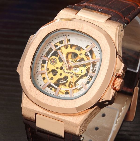 

gifts box watches calfskin men's watches automatic wristwatch mechanical watch watches vintage square antique mens dress wristwatch, Slivery;black