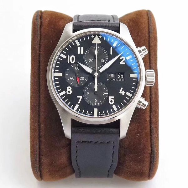 

7750 movement, pilot series,43mm diameter men watch, Slivery;brown