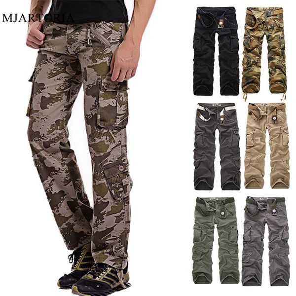 

shujin мужская весна лето сыпучие multi-карманный camo брюки фитнес casual cotton cargo воды комбинезон мужской брюки, Black