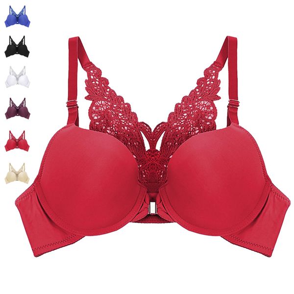 

lace bra for women front closure push up bralette underwire bras fashion female racerback lingerie underwear 2019, Red;black