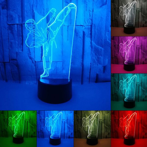 

7 colors gradient karate touch desk lamp usb led 3d illusion night lights home decor children's room suprise gifts