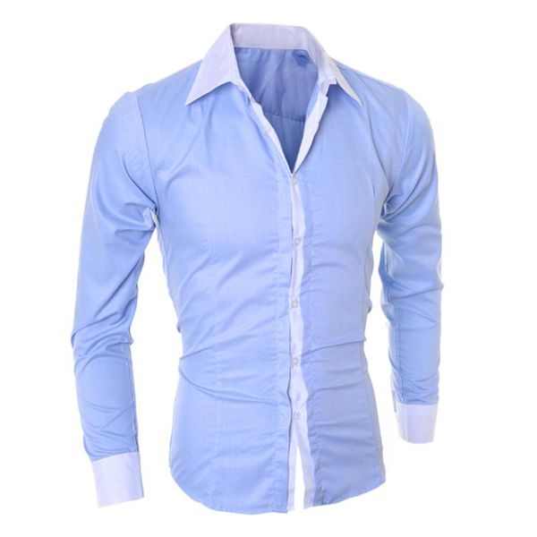 

fashion personality men's casual slim long-sleeved shirt blouse, White;black