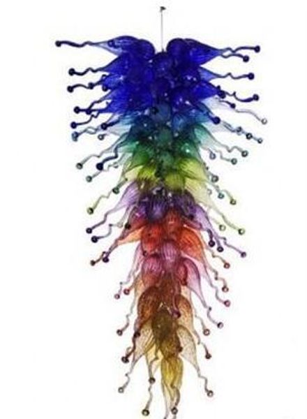 

modern large multicolor rainbow glass light fixture led light source ce ul blown glass pendant chandelier lighting