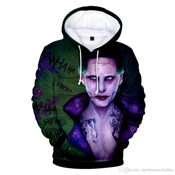 

squad 3d teenager hoodies men women designer sweatshirts long sleeved hooded pullovers, Black