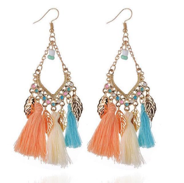 

exquisite bohemian earrings for women boho style woman tassel earrings female jewelry bridal fringed vintage long earrinng, Golden