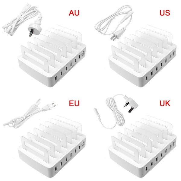 

smart usb charger quick charging station dock 6 port 2.4a mobile phone tablets multiple devices organizer deskstand power