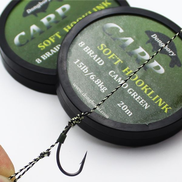 

20m carp fishing line soft hook links for carp wire 8 strands braid hooklink camouflage non coated hook line fishing tackle