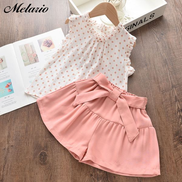

melario girls clothing sets summer baby girls clothes new dot t-shirt pants 2pcs suit casual children clothes girls outfit y200623, White