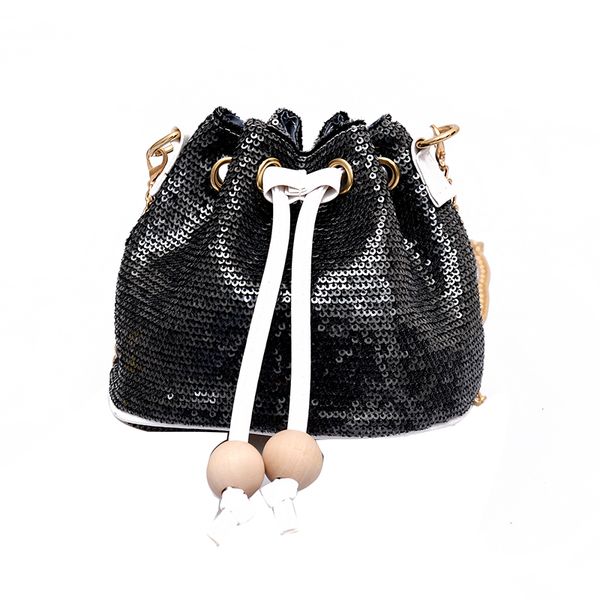 

new-women bag with sequins bucket bag crossbody bags for women fashion pu leather shoulder messenger bags