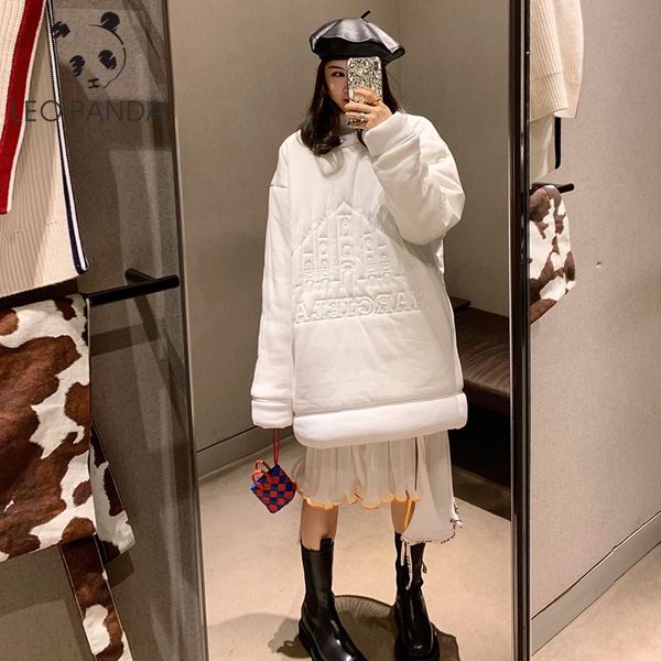 

2019 european highest quality jacket autumn women large size long loose black windbreaker long trench coat sweater cotton coat