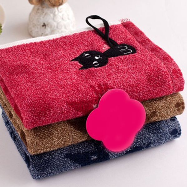 

1pc cute kitten pattern print cotton soft child-towel household face towel