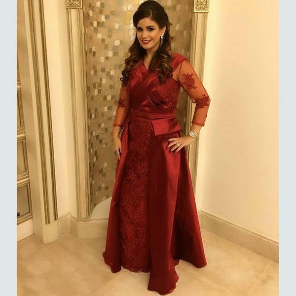 

матери невесты платья формальные длинные sleeces burgundy lace вечерние платья мать платья vintage chic lace знаменитости атласное платье, Black;red